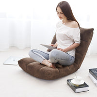 Sedia imbottita da pavimento regolabile in 14 posizioni, Poltrona da pavimento 105x56x15cm Marrone-Divani da terra