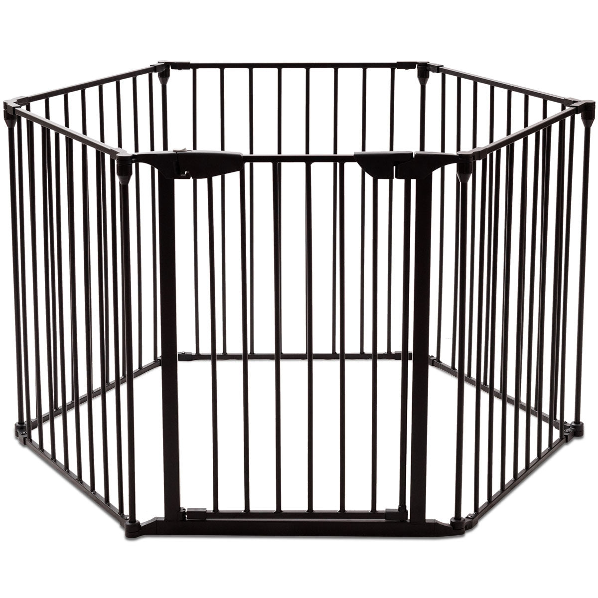 Recinto pieghevole 6 pezzi Cancelleto di sicurezza in ferro 380x75cm Nero-Cancelli