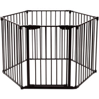 Recinto pieghevole 6 pezzi Cancelleto di sicurezza in ferro 380x75cm Nero-Cancelli