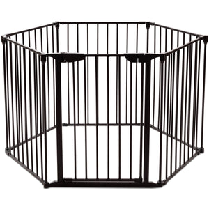 Recinto pieghevole 6 pezzi Cancelleto di sicurezza in ferro 380x75cm Nero-Cancelli