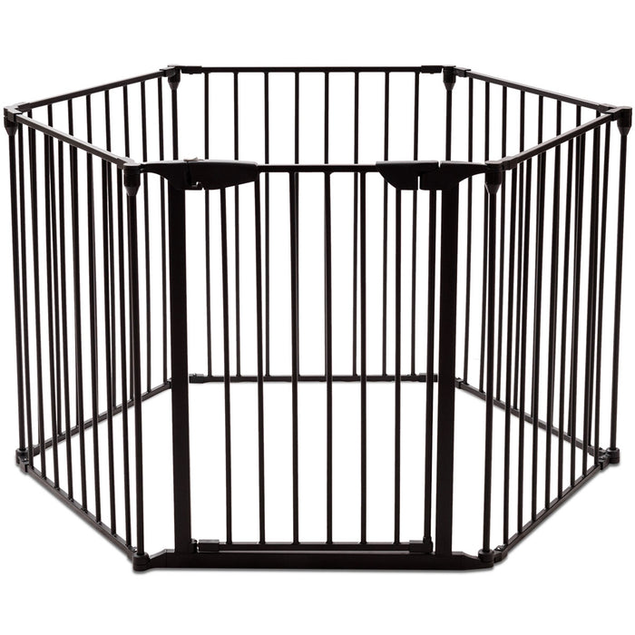 Recinto pieghevole 6 pezzi Cancelleto di sicurezza in ferro 380x75cm Nero-Cancelli