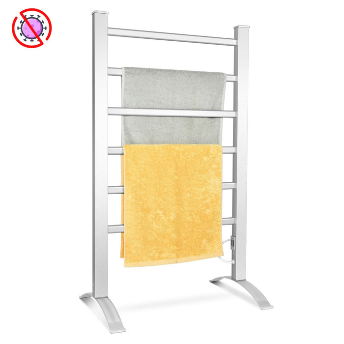 Scaldasalviette elettrico 53 x 86 cm riscaldamento rapido e costante moderno alluminio argento decorativo 20_0013337