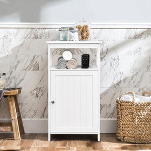 Armadio per bagno di legno con anta singola e mensola regolabile, Mobile multifunzionale 40x30x70cm Bianco-Armadietti da bagno