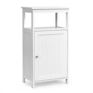 Armadio per bagno di legno con anta singola e mensola regolabile, Mobile multifunzionale 40x30x70cm Bianco-Armadietti da bagno