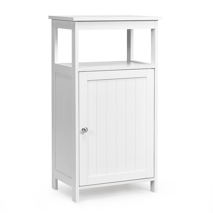 Armadio per bagno di legno con anta singola e mensola regolabile, Mobile multifunzionale 40x30x70cm Bianco-Armadietti da bagno