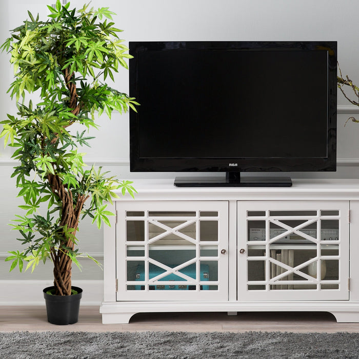 Albero artificiale in legno e foglie in plastica da casa o ufficio 160x19x19cm-Piante artificiali