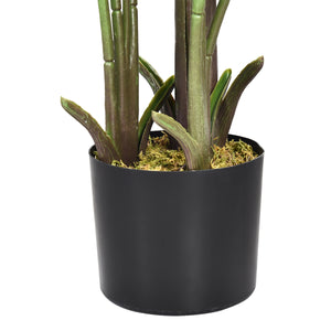 Palma tropicale artificiale con vaso nero, Finto bonsai da interno con 10 foglie realistiche, 160 cm-Piante artificiali