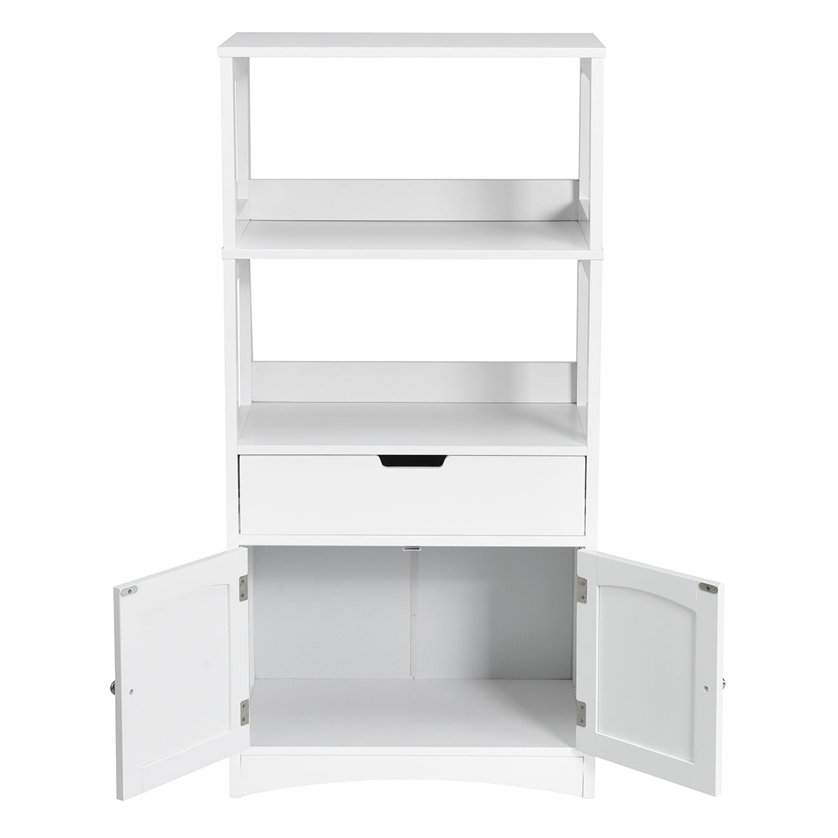 Armadietto in legno da cucina con cassetto e mensola, Armadio con 2 ante multiuso per cucina e soggiono Bianco-Scaffali e librerie