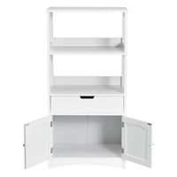 Armadietto in legno da cucina con cassetto e mensola, Armadio con 2 ante multiuso per cucina e soggiono Bianco-Scaffali e librerie