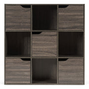 Armadietto con 9 cubi e ante di legno con scomparti, Espositore per casa ufficio libri giocattoli e decorazioni, Grigio-Librerie