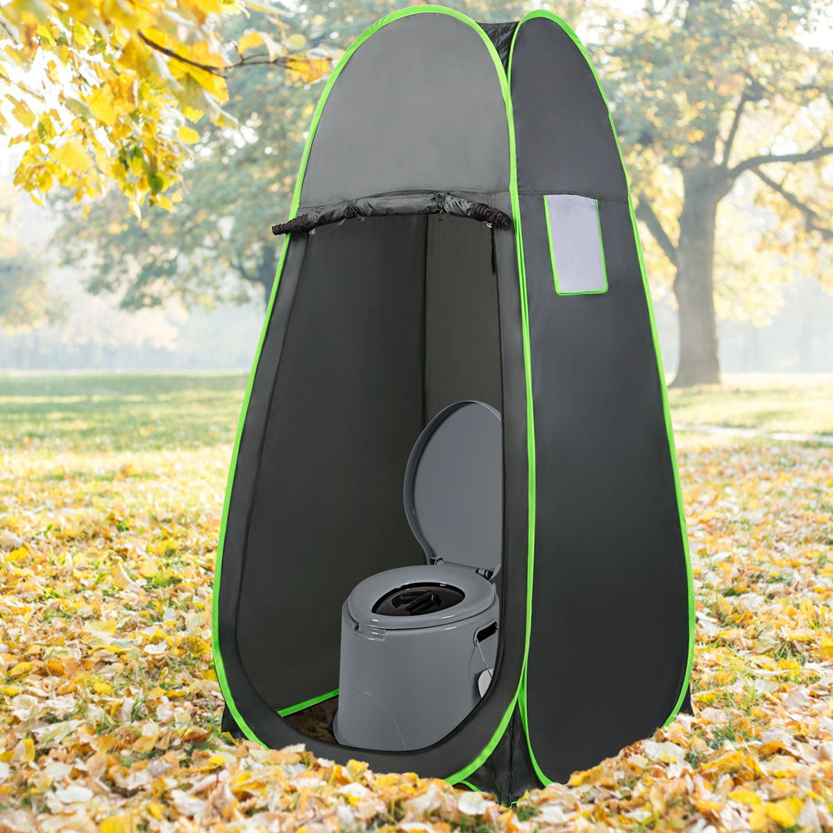 Toilette da viaggio portatile per esterni leggera con secchio interno rimovibile-supporto per carta igienica rimovibile Grigio