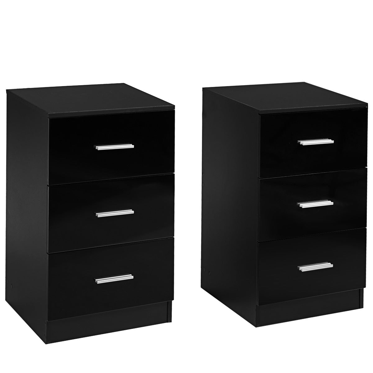 Set di 2 schedari con 3 cassetti sotto la scrivania, Armadietto in legno durevole per casa Nero-Armadi da ufficio