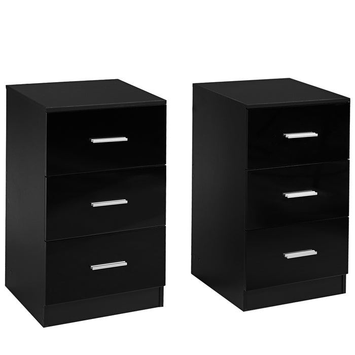 Set di 2 schedari con 3 cassetti sotto la scrivania, Armadietto in legno durevole per casa Nero-Armadi da ufficio