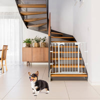 Recinto pieghevole 6 pezzi Cancelleto di sicurezza in ferro 380x75cm, Bianco-Cancelli