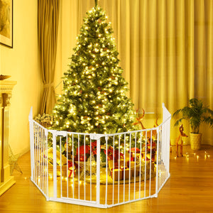 Recinto pieghevole 6 pezzi Cancelleto di sicurezza in ferro 380x75cm, Bianco-Cancelli