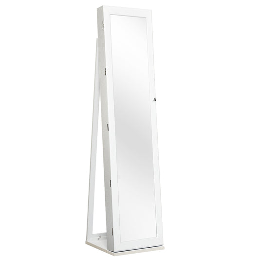Armadio portagioie 2 in 1 con 30 ganci per collane-Armadio porta gioielli con specchio interno Bianco