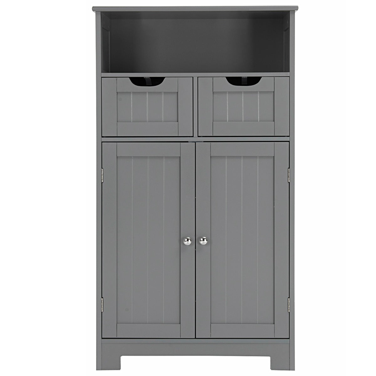 Armadio del bagno con una mensola aperta, Credenza per cucina con 2 ante e 2 cassetti Grigio-Credenze buffet