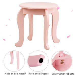 Toilette per bambini con specchio ripiegabile piano removibile sgabello incluso rosa 20_0004876