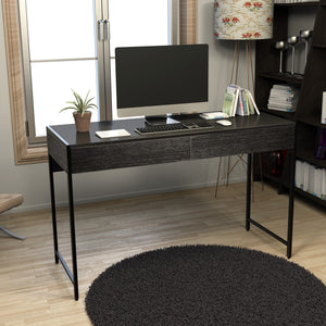 Scrivania di legno con 2 cassetti per ufficio, Tavolo per computer con struttura in acciaio Nero-Scrivanie