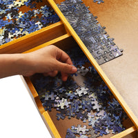 Tavolo di legno per puzzle 80 x 65 cm, Tavolo per puzzle con superficie liscia e 4 cassettii-Tavoli e sedie