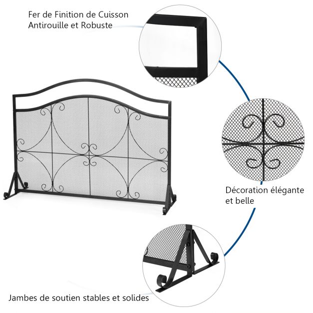 Parafuoco per termocamino 1 anta grande lungo 112 cm alto 83,5 cm in metallo 20_0006767