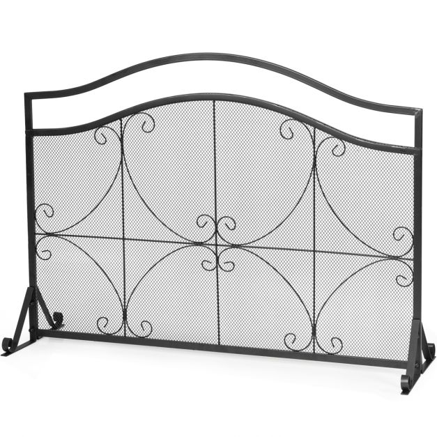 Parafuoco per termocamino 1 anta grande lungo 112 cm alto 83,5 cm in metallo 20_0006767