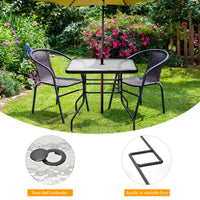 Tavolino da caff¨¨ per cortile con superficie in vetro temperato, Tavolo da esterno in stile classico e moderno Nero-Tavoli da esterno