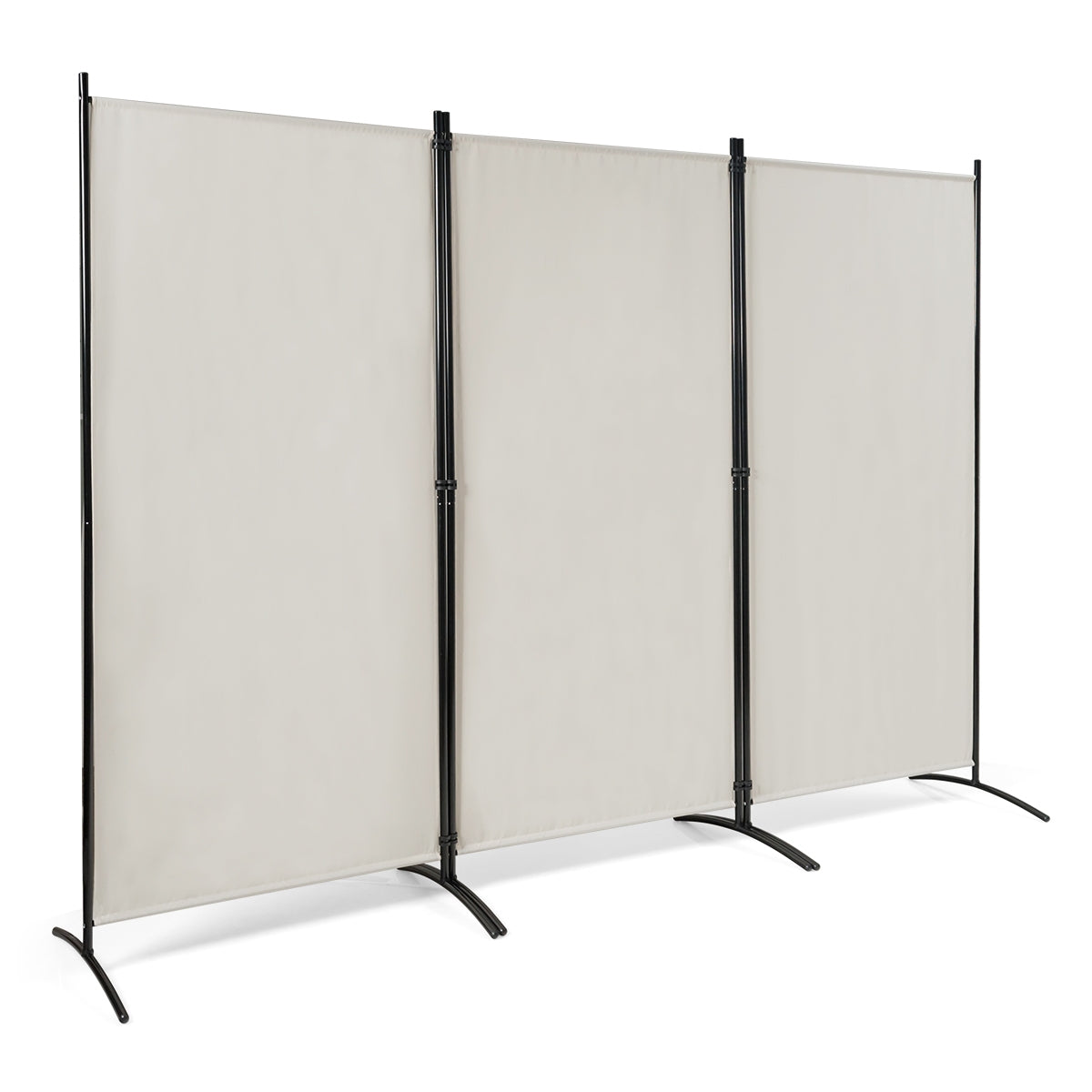 Divisore con 3 pannelli per casa ufficio-Separatore pieghevole con cardini durevoli 260x183cm Beige