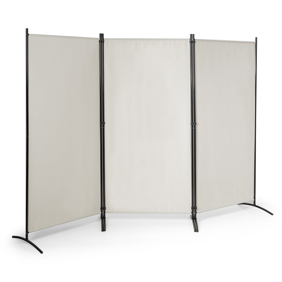 Divisore con 3 pannelli per casa ufficio-Separatore pieghevole con cardini durevoli 260x183cm Beige