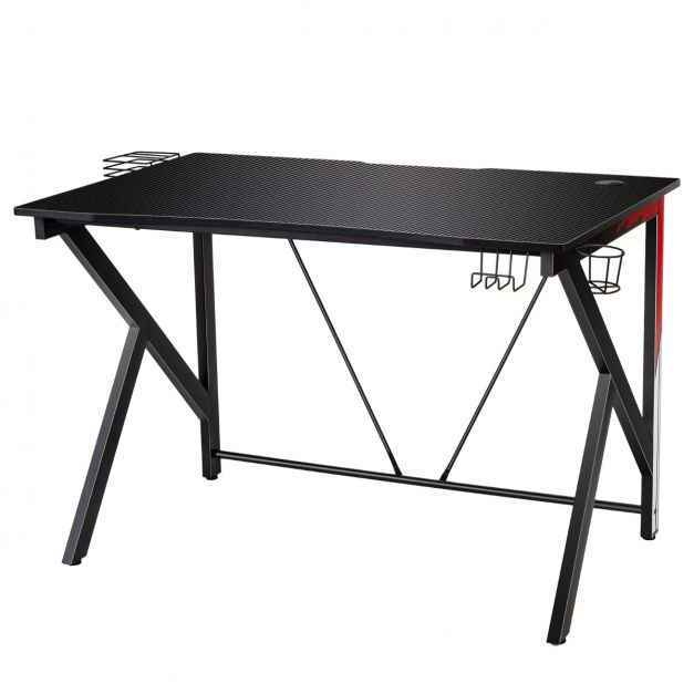 Scrivania da gaming per gaming con portabicchieri per archiviazione video e gancio 115 x 73 x 76,5 cm nero 20_0005670