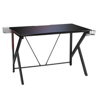 Scrivania ergonomica da gaming, Scrivania a forma di K con porta videogiochi porta bicchiere e gancio per cuffi-Scrivanie