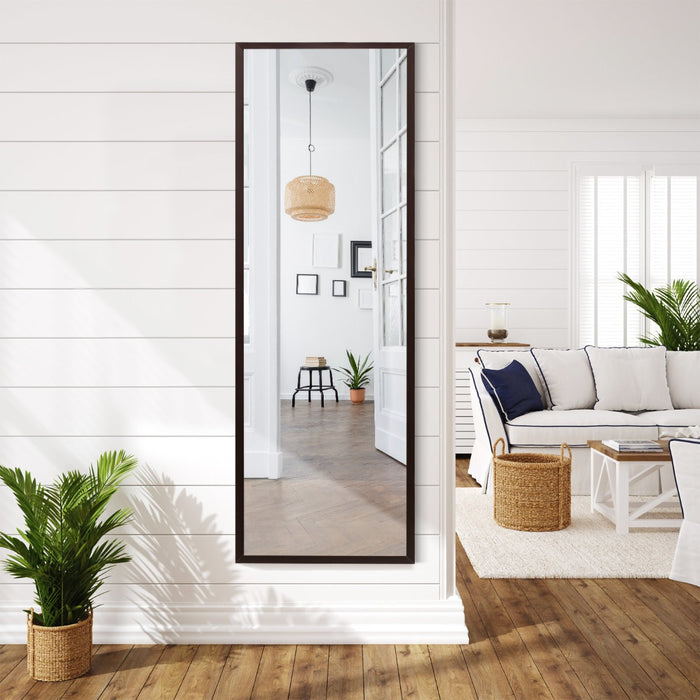 Specchio a figura intera per muro o porta con struttura in ferro, Specchio con 2 set di ganci regolabili Caff¨¨-Specchi da parete