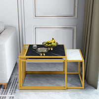 Tavolo a nido moderno struttura resistente di metallo, Tavolino da caff¨¨ impilabile design industriale-Tavolini da salotto