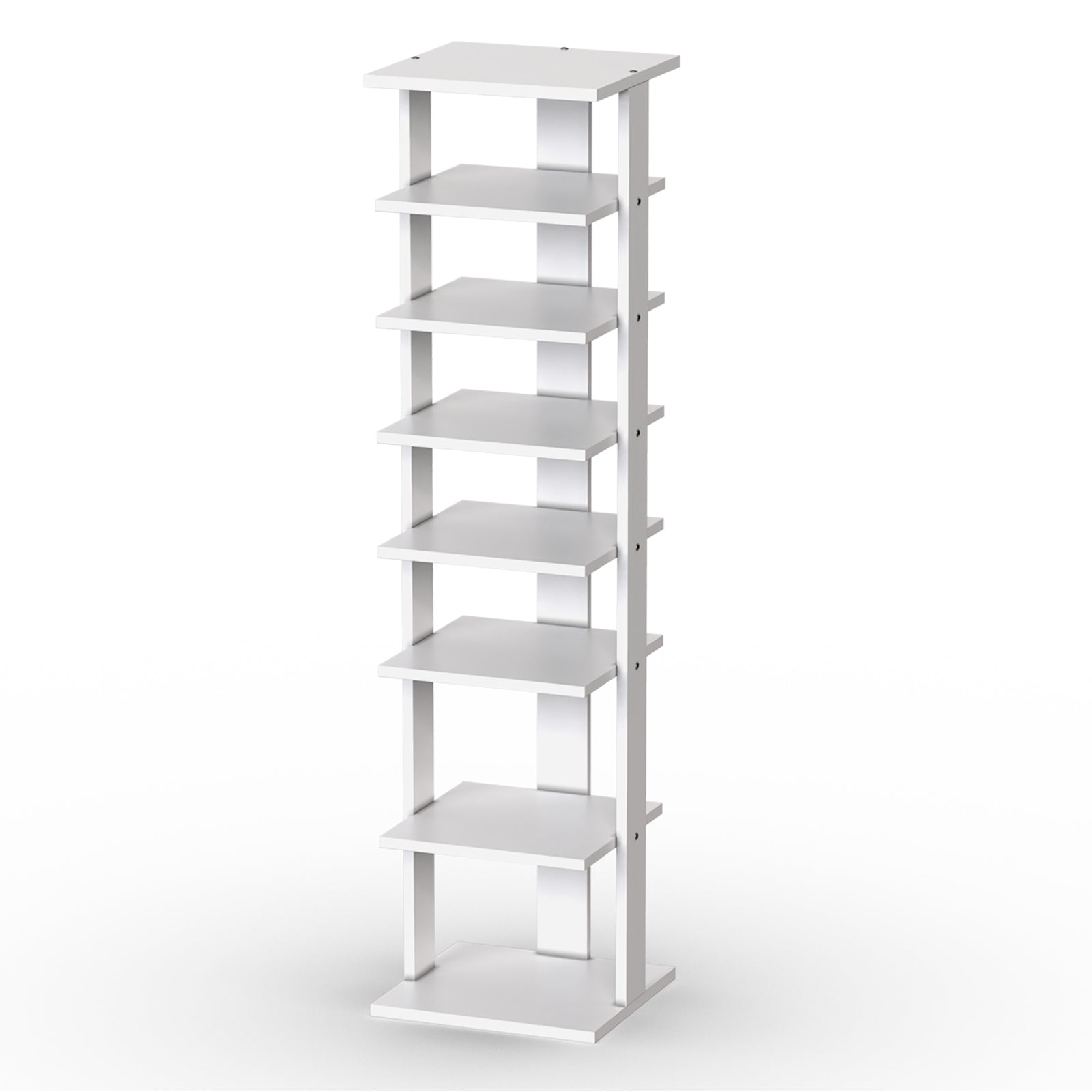 Scarpiera di legno salva spazio con 7 livelli da ingresso e camera da letto-Scaffale per scarpe per casa con dispositivo antiribaltamento Bianco