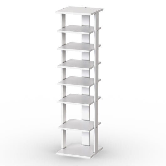 Scarpiera di legno salva spazio con 7 livelli da ingresso e camera da letto-Scaffale per scarpe per casa con dispositivo antiribaltamento Bianco