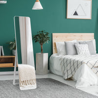 Specchio a figura intera 160 x 37 cm, Specchio da appoggiare o da appendere al muro, Bianco-Specchi da terra