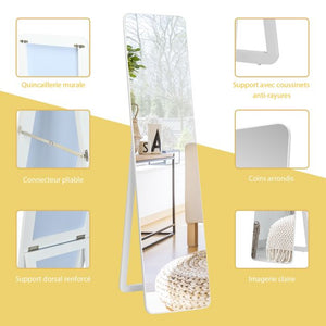 Specchio da terra rettangolare a tutta altezza con cornice in legno massello 160 x 37 cm bianco 20_0008907