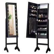 Mobile portagioielli indipendente con specchio e 18 LED 35 x 315 x 145 cm pratico e moderno in MDF nero 20_0010379