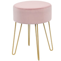 Sgabello poggiapiedi moderno rotondo di velluto, Sgabello per toeletta salone e camera da letto Rosa-Sgabelli