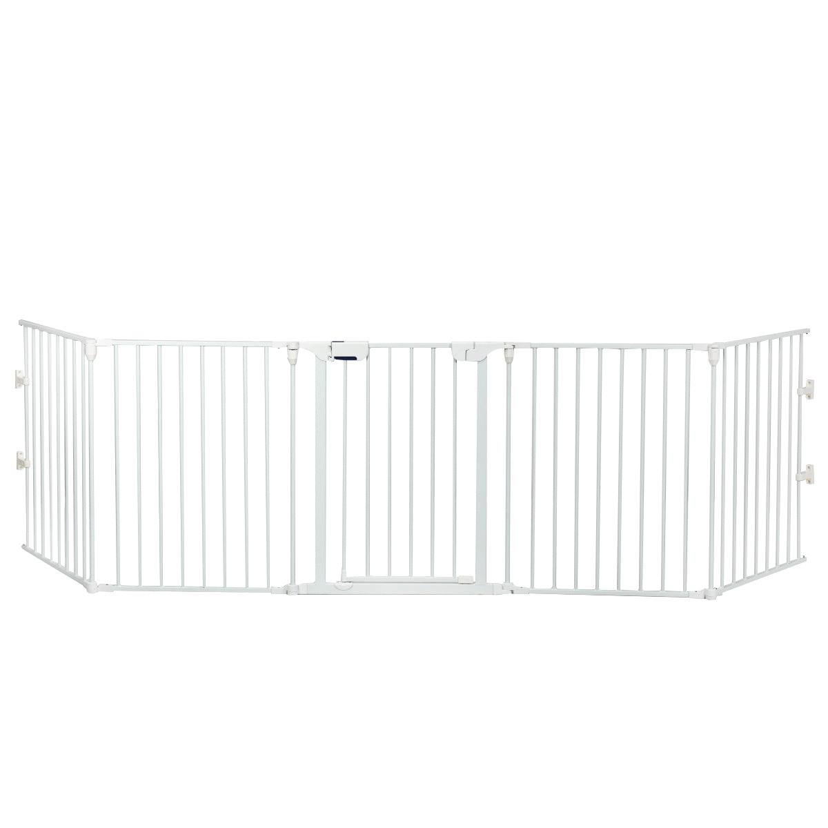 Cancello di metallo 5 in 1 regolabile per bambini con porta apribile, Barriera di sicurezza per animali Bianco-Cancelletti di sicurezza