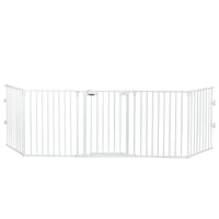 Cancello di metallo 5 in 1 regolabile per bambini con porta apribile, Barriera di sicurezza per animali Bianco-Cancelletti di sicurezza