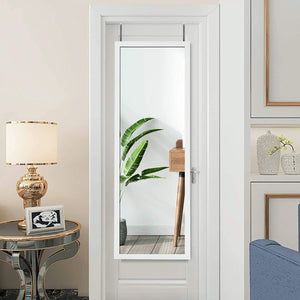 Specchio a figura intera sulla porta o sul muro, Specchio per camera da letto salone spogliatoio 120x37cm Bianco-Specchi da parete