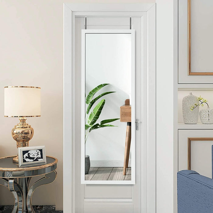 Specchio a figura intera sulla porta o sul muro, Specchio per camera da letto salone spogliatoio 120x37cm Bianco-Specchi da parete