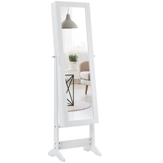 Mobile portagioielli e specchio regolabile 35 x 30 x 144 cm con ampio ed elegante spazio di archiviazione in MDF bianco 20_0020567
