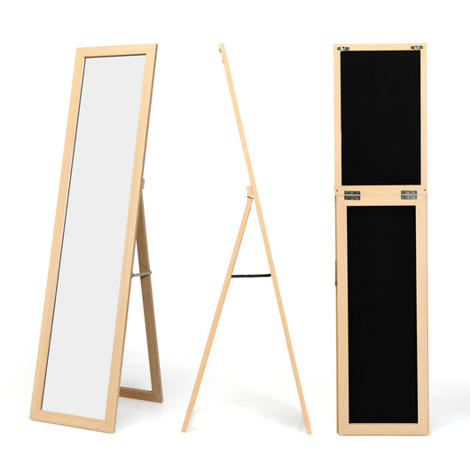 Specchio a figura intera 155 x 37 cm con struttura di legno-Specchio moderno per camera da letto salone ingresso Naturale