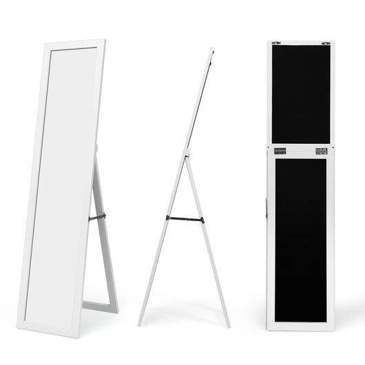 Specchio a figura intera 155 x 37 cm con struttura di legno-Specchio moderno per camera da letto salone ingresso Bianco