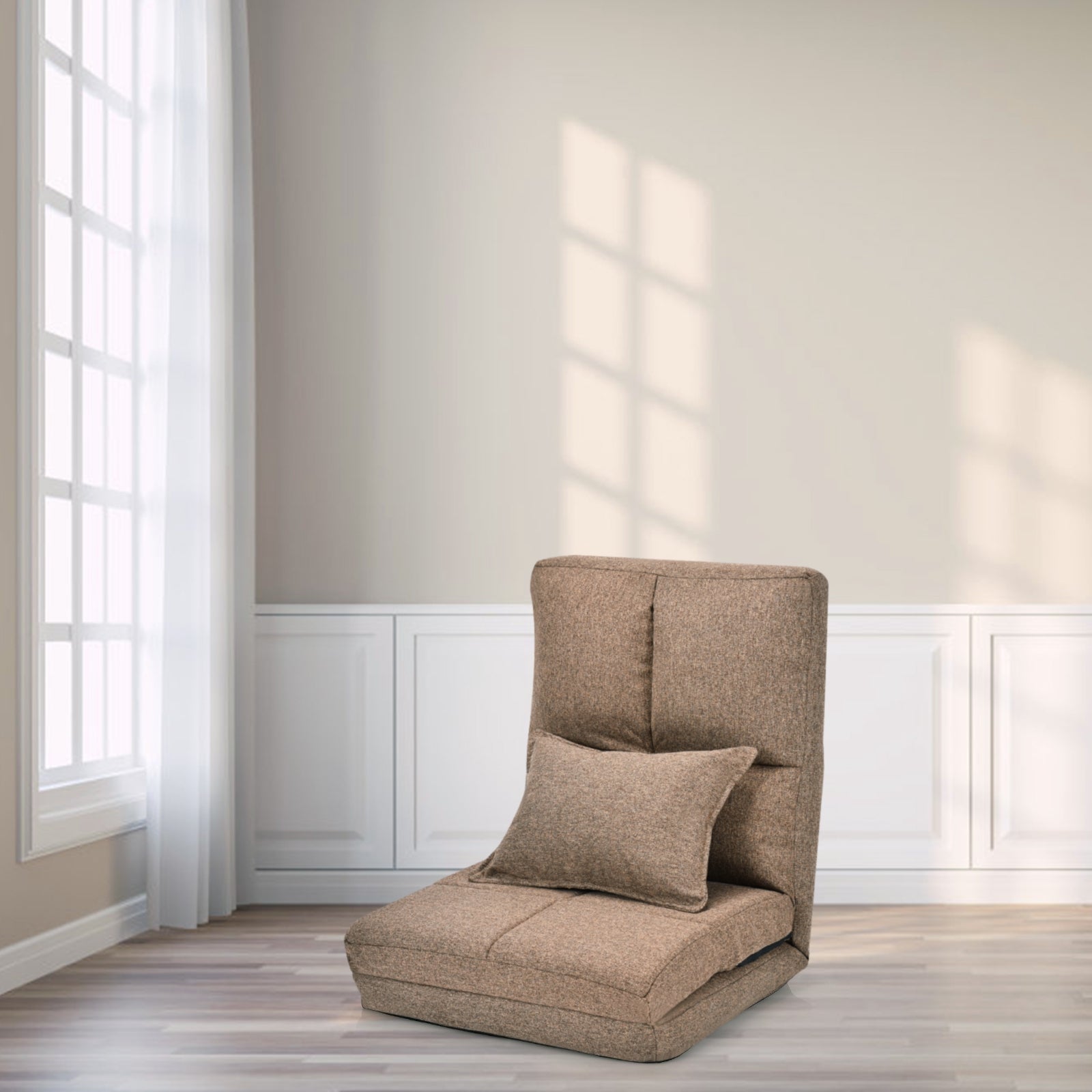 Poltrona da terra regolabile, Divano pieghevole regolabile in 6 posizioni con cuscino morbido, Caff¨¨-Divani da terra