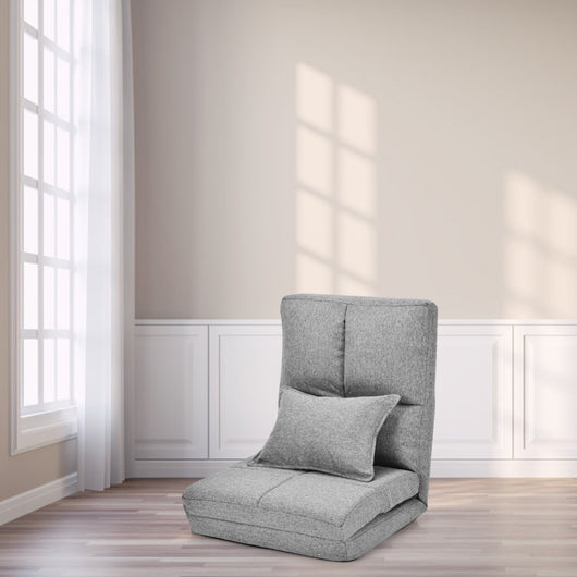 Poltrona da terra regolabile, Divano pieghevole regolabile in 6 posizioni con cuscino morbido, Grigio-Divani da terra
