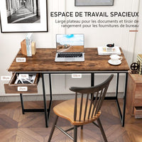 Scrivania per computer Cassetto da 120 cm Struttura in metallo Poggiapiedi regolabili Ufficio moderno Postazione di lavoro per laptop Caffè 20_0004829