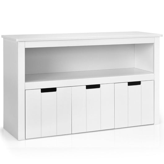 Mobile contenitore contenitore con 3 cassetti vani a giorno e maniglie curve 101 x 33 x 62 cm bianco 20_0006973
